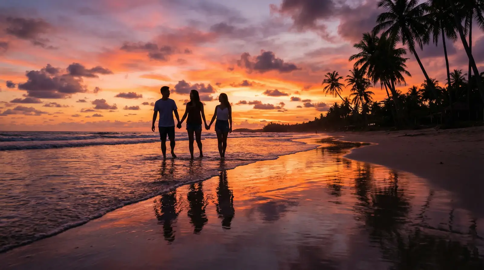 爱情岛论坛 嘉宾在海角日落时分的浪漫剪影